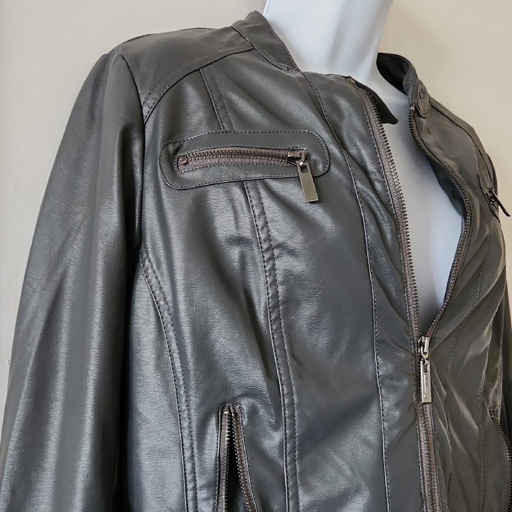 Jou Jou Gray Faux Leather Jacket